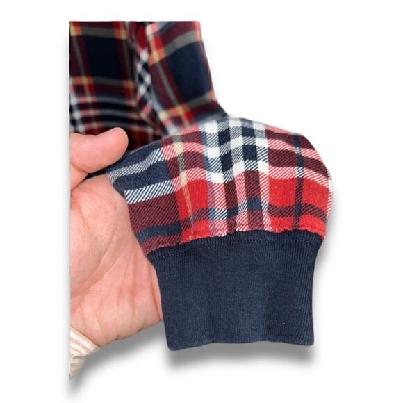 Red & Navy Check Chaps Ralph Lauren Mesh L/S Polo Shirt Size M - Picture 9 of 10